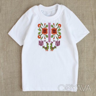 Вишита дитяча футболка з етно орнаментом на короткий рукав виробництва ТМ Ladan.. . фото 1