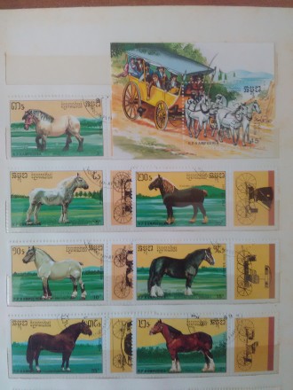 Продам марки лошади, Кампучия 1989 год. Марки гашеные. Цена 220 грн.. . фото 2