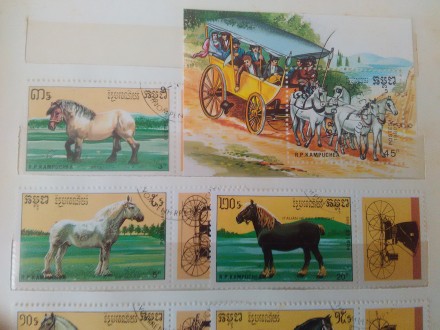 Продам марки лошади, Кампучия 1989 год. Марки гашеные. Цена 220 грн.. . фото 4