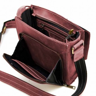 Кожаная сумка-планшет через плечо RW-3027-4lx бренда TARWA марсала с клапаном на. . фото 7
