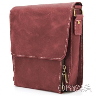 Кожаная сумка-планшет через плечо RW-3027-4lx бренда TARWA марсала с клапаном на. . фото 1