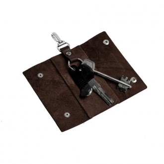Ключница на кнопках, глянец, Grande Pelle 405620 коричневая. . фото 3
