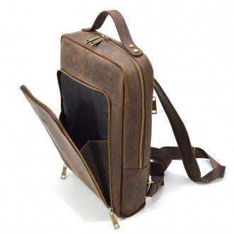 Шкіряний рюкзак для ноутбука 14" RC-1239-4lx TARWA коричнева crazy horse від укр. . фото 7