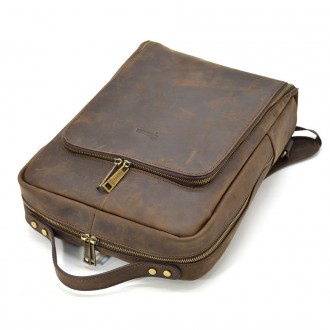 Шкіряний рюкзак для ноутбука 14" RC-1239-4lx TARWA коричнева crazy horse від укр. . фото 6
