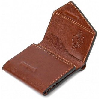 Кожаный кошелек Mini с асимметричным клапаном 57062310 терракот. . фото 6