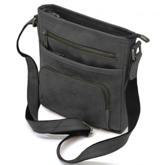 Чоловіча шкіряна сумка з кишенею RA-1303-3md TARWA з кишенею чорна з кінської шк. . фото 6