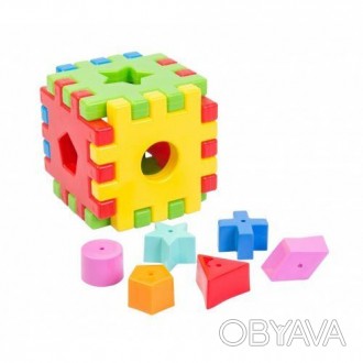 Сортер "Чарівний куб". Сортер у вигляді складаються куба. Складається їх 6 ємнос. . фото 1