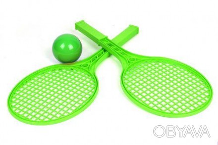 Детский набор для игры в теннис ТехноК: 2 ракетки, пластиковый мячик. Размер рак. . фото 1