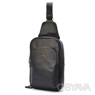 Люксовий слінг, шкіряний рюкзак на плече TARWA GA-0105-4lx. Великий слінг із зов. . фото 1