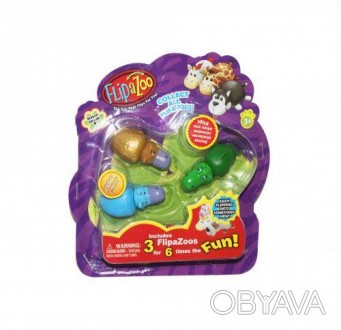 Игрушки-вывернушки "FlipaZoo". Необычные пластиковые игрушки в форме зверьков. К. . фото 1