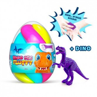 Лизун-антистрес "Fluffy Dino Egg" - це триколірний "Флаффі" слайм в оригінальній. . фото 3