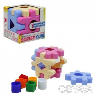 Куб "Розумний малюк" - сортер у вигляді складаються куба. Складається їх 6 ємнос. . фото 1