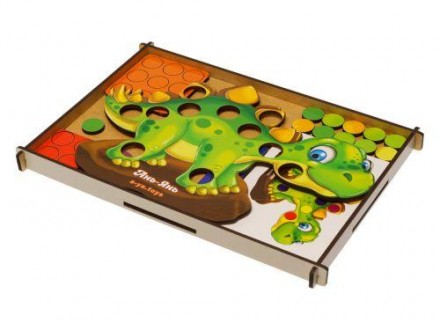 Развивающая игра мозаика. В наборе есть фигурка динозавра у которого съемные дет. . фото 4