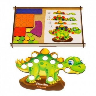 Розвиваюча гра мозаїка. У наборі є фігурка динозавра, у якого знімні деталі у ви. . фото 2