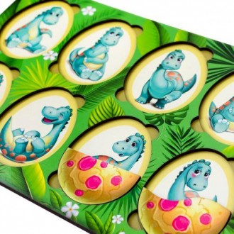 Развивающая игра в виде пазла с яйцами динозавров, которые можно разобрать и пос. . фото 3