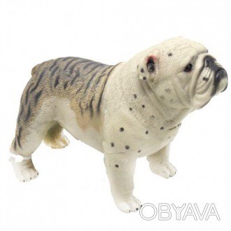 Гумова фігурка тварини - собачка породи Бульдог. Іграшка добре деталізована. Усе. . фото 1