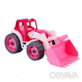 Пластиковая игрушка "Трактор" станет отличным подарком. Подвижный ковш и крупные. . фото 1