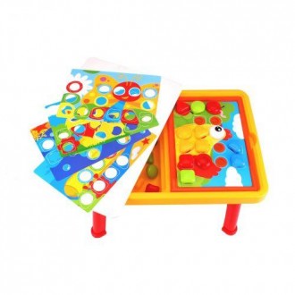 Розвиваючий столик для дітей "Мозаїка" з 26-ма елементами мозаїки та 6-ма яскрав. . фото 3