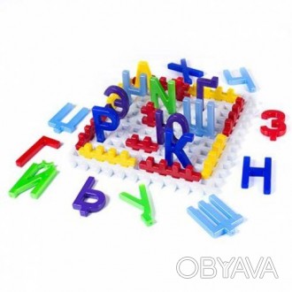 Набір дитячий "Вивчай алфавіту". Складається з ігрового поля (37 х 37 см), літер. . фото 1