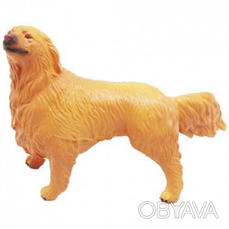 Гумова фігурка тварини - собачка породи золотистий ретривер. Іграшка добре детал. . фото 1
