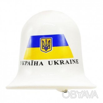 Скляний дзвіночок із зображенням прапора України. Буде гарним сувеніром та прикр. . фото 1