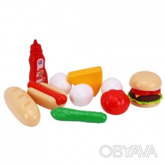 Іграшковий набір Продукти фастфуд. Набір складається з багета, хот-дога, сиру, ч. . фото 1
