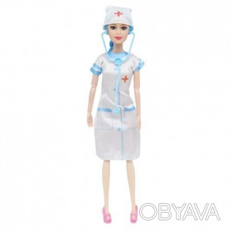 Гарна шарнірна лялька у вбранні медсестри. У комплекті є шапочка та стетоскоп. У. . фото 1