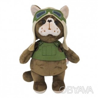 М'яка іграшка у вигляді котика-військового у формі пілота. Бронежилет та шапочка. . фото 1
