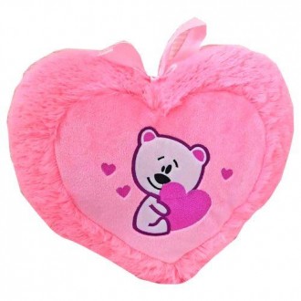 Мила плюшева іграшка-подушка у вигляді серця з милим ведмедиком посередині. Дуже. . фото 2