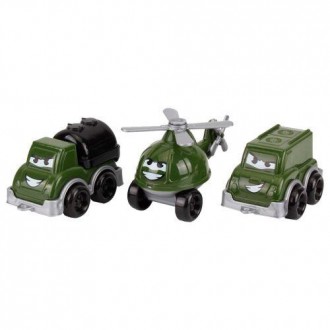 Набор состоит из трех игрушек: две военные машинки и вертолет с вращающимися лоп. . фото 2