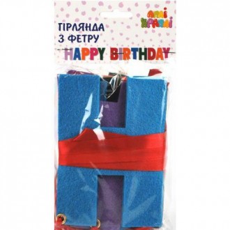 Красивая гирлянда из фетра "Happy Birthday" станет отличным дополнением декора н. . фото 2
