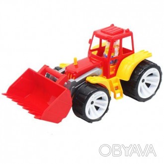Пластиковая игрушка "Трактор" с большими колесами и фигуркой тракториста. Размер. . фото 1