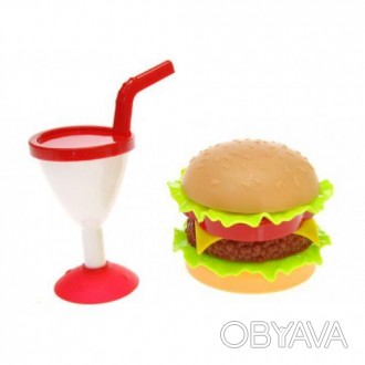 Набор из серии "Фастфуд", в комплекте есть бокал и гамбургер. Размер набора в уп. . фото 1