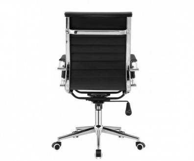Офісне крісло з середньою спинкою, міцна основа з хромованої сталі, оббивка чорн. . фото 3