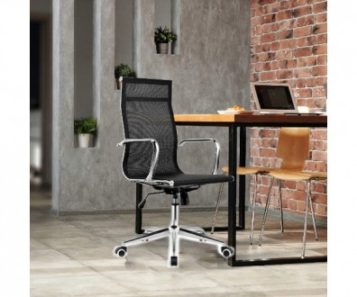 Офісне крісло з високою спинкою, хромована основа, крісло выготовлене в сучасній. . фото 5