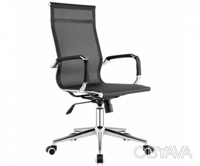 Офісне крісло з високою спинкою, хромована основа, крісло выготовлене в сучасній. . фото 1