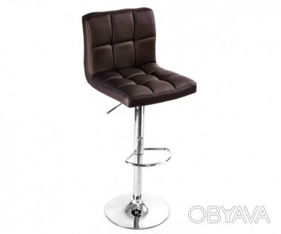Високий барний стілець, матеріал екошкіра, металева основа з хромом, з підніжкою. . фото 1
