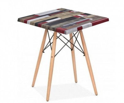 Квадратний стіл, стільниця з матеріалу верзаліт 70*70 см, дерев'яні ніжки, натур. . фото 3