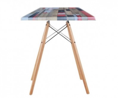Квадратний стіл, стільниця з матеріалу верзаліт 70*70 см, дерев'яні ніжки, натур. . фото 2