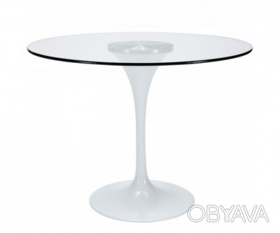 Обідній стіл скляний, круглий, діаметр стільниці 60 см, загартоване скло, товщин. . фото 1