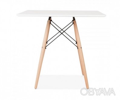 Обідній стіл, стільниця з дерева, квадратна з HPL матеріалу, товщина 25 мм, кром. . фото 1