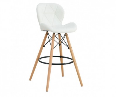 Високий барний стілець, м'яке сидіння, матеріал екошкіра, дерев'яні ніжки, дерев. . фото 2