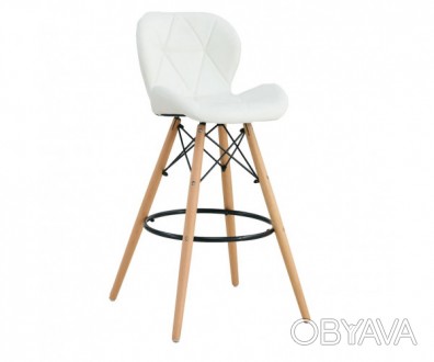 Високий барний стілець, м'яке сидіння, матеріал екошкіра, дерев'яні ніжки, дерев. . фото 1