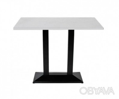 Барний стіл, основа металева чорного кольору, стільниця білого кольору прямокутн. . фото 1