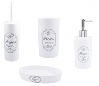 
Arino Fresco White комплект для ванної кімнати (Дозатор, мильниця, стакан, йорж. . фото 2