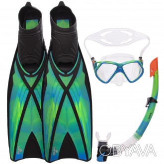 
Набор для плавания маска с трубкой и ластамиМатериал термостекло, силиконЦвет с. . фото 1