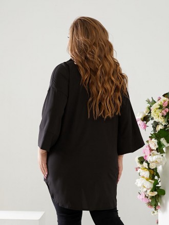 Блуза женская длинная батал свободного кроя
Код 016913
Ткань: софт
Размеры: 50-5. . фото 5