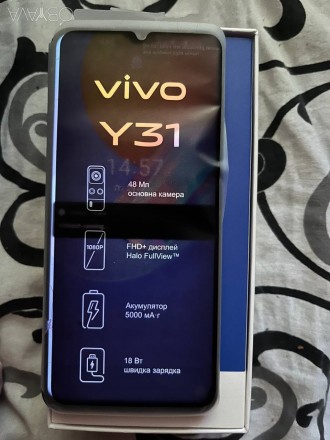Продаю телефон vivo у31 в новом состоянии, не падал, есть защитное стекло,коробк. . фото 3