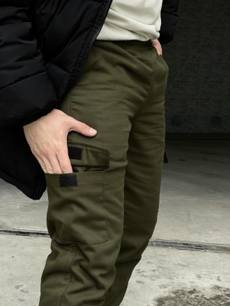 Чоловічі теплі брюки карго штани на флісі з кишенями хакі
- утеплені флісом; 
- . . фото 6