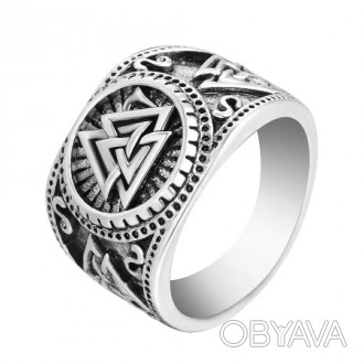 Мужское женское кольцо славянский оберег Валкнут 19-21.
Валкнут - это символ, со. . фото 1
